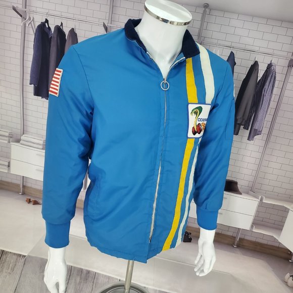 Vintage Ford Cobra JACKET Blue Racer Mechanic Zip-up Coat Small - Picture 6 of 11